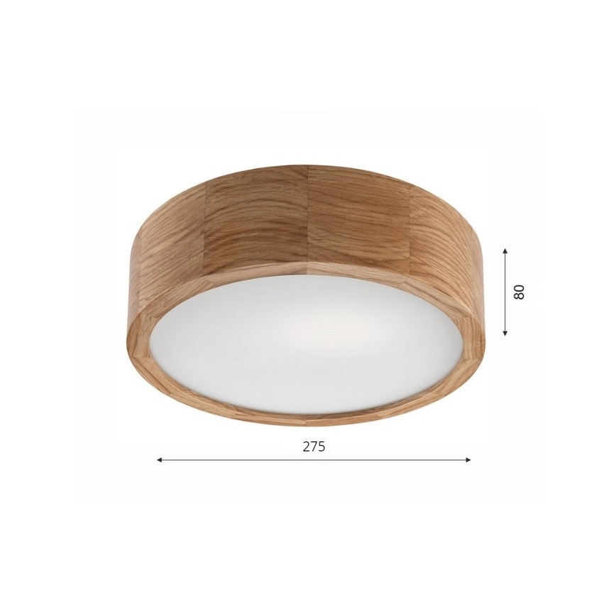 Plafonieră OAK 1xE27/60W/230V, finisaj stejar, Ø 27,5 cm