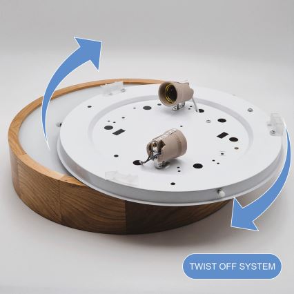Lustr de tavan OAK 2xE27/60W/230V stejar Ø 37,5 cm