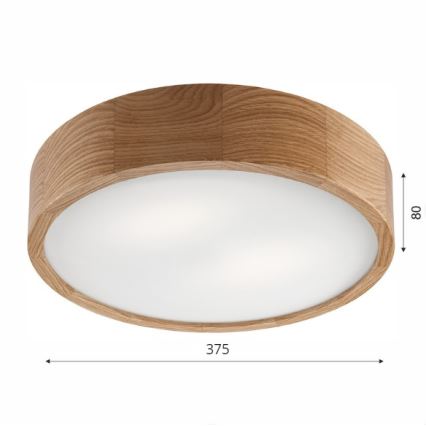 Lustr de tavan OAK 2xE27/60W/230V stejar Ø 37,5 cm