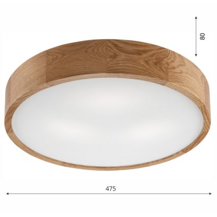 Plafonieră OAK 3xE27/60W/230V stejar ø 47,5 cm