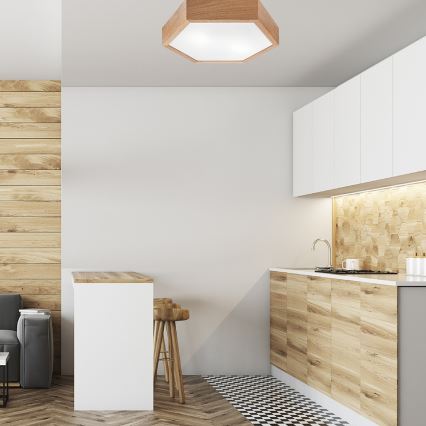 Plafonieră OAK HEX 2xE27/60W/230V d. 43 cm stejar