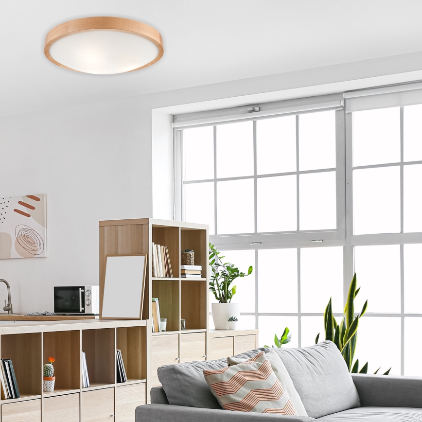 Plafonieră OAK SLIM 3×E27/60W/230V stejar ø 47 cm
