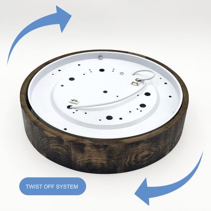 Plafonieră OAK SMOKY 2xE27/15W/230V ø 37,5 cm stejar/maro închis