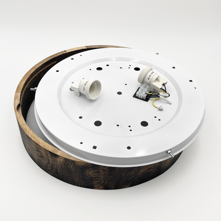 Plafonieră OAK SMOKY 2xE27/15W/230V ø 37,5 cm stejar/maro închis