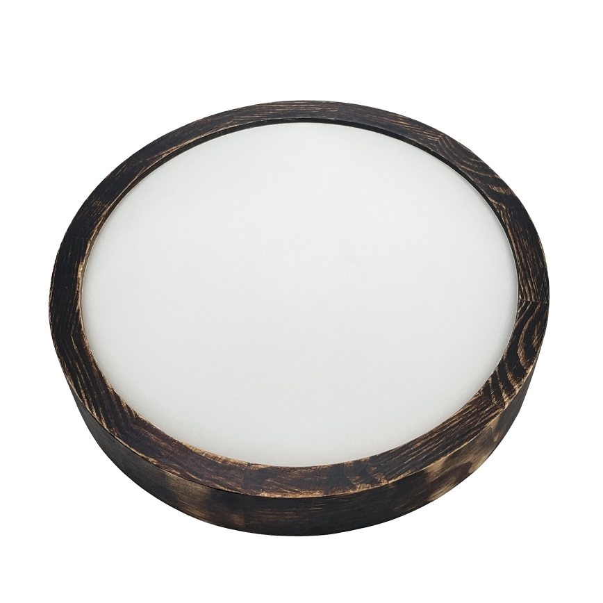 Plafonieră OAK SMOKY SLIM, 1xE27/15W/230V, Ø 27 cm, stejar/maro închis