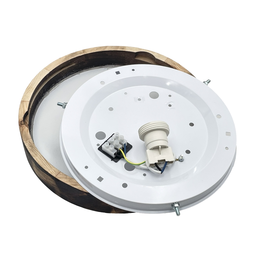 Plafonieră OAK SMOKY SLIM, 1xE27/15W/230V, Ø 27 cm, stejar/maro închis