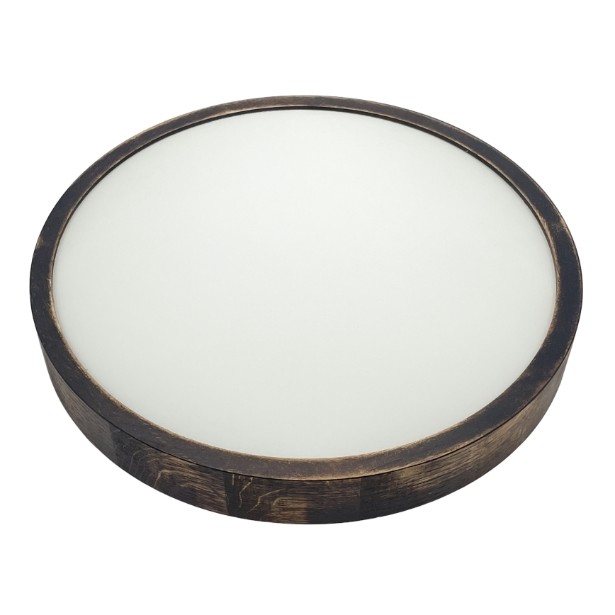 Plafonieră OAK SMOKY SLIM, Ø 37 cm, 2xE27, 15W, 230V, stejar/maro închis