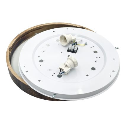 Plafonieră OAK SMOKY SLIM, Ø 37 cm, 2xE27, 15W, 230V, stejar/maro închis