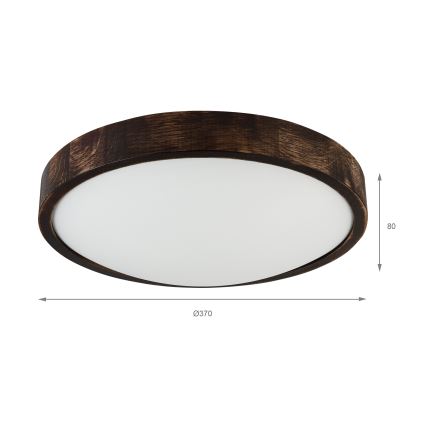 Plafonieră OAK SMOKY SLIM, Ø 37 cm, 2xE27, 15W, 230V, stejar/maro închis