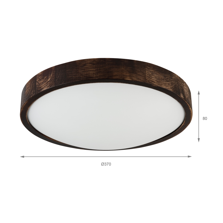 Plafonieră OAK SMOKY SLIM, Ø 37 cm, 2xE27, 15W, 230V, stejar/maro închis