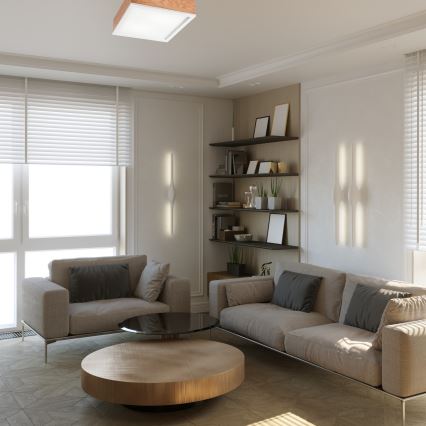 Plafonieră OAK SQUARE 2xE27/15W/230V 31x31 cm stejar/alb