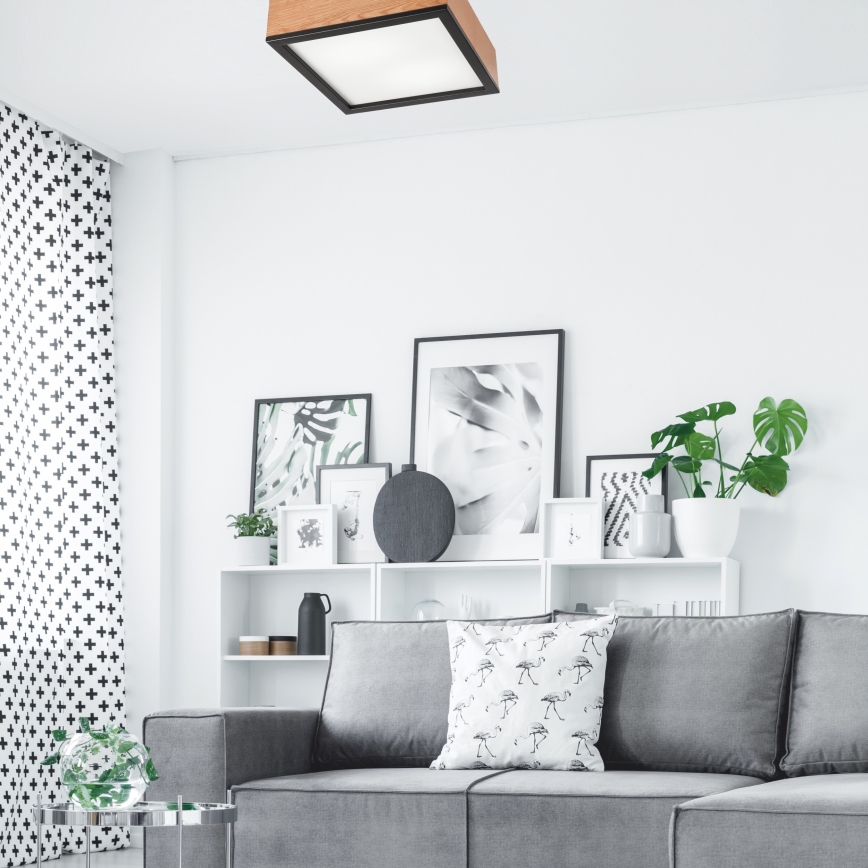 Plafonieră OAK SQUARE 2xE27/15W/230V 31x31 cm stejar/negru