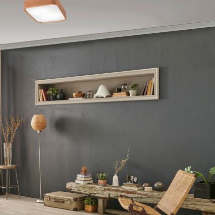 Plafonieră OAK SQUARE 2xE27/15W/230V 35x35 cm stejar