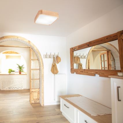 Plafonieră OAK SQUARE 2xE27/15W/230V 35x35 cm stejar