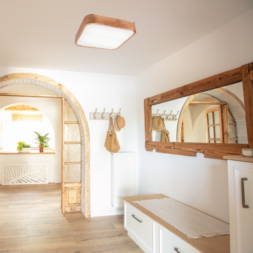 Plafonieră OAK SQUARE 4xE27/15W/230V 45x45 cm stejar