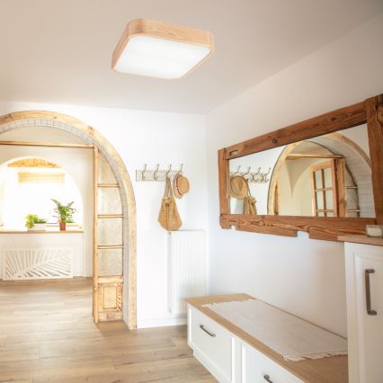 Plafonieră OAK SQUARE 4xE27/15W/230V 45x45 cm stejar