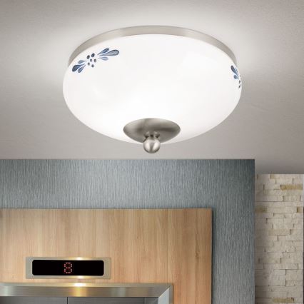 Plafonieră LANDHAUS 1xE27/60W/230V d. 21 cm crom/alb