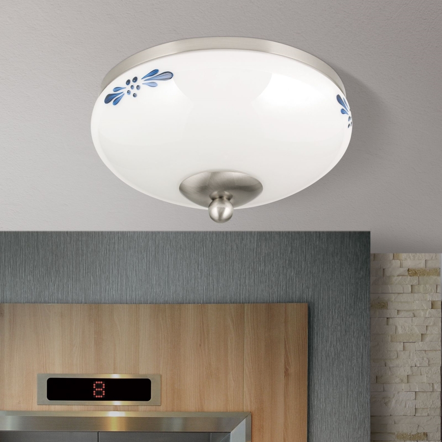 Plafonieră LANDHAUS 1xE27/60W/230V d. 21 cm crom/alb