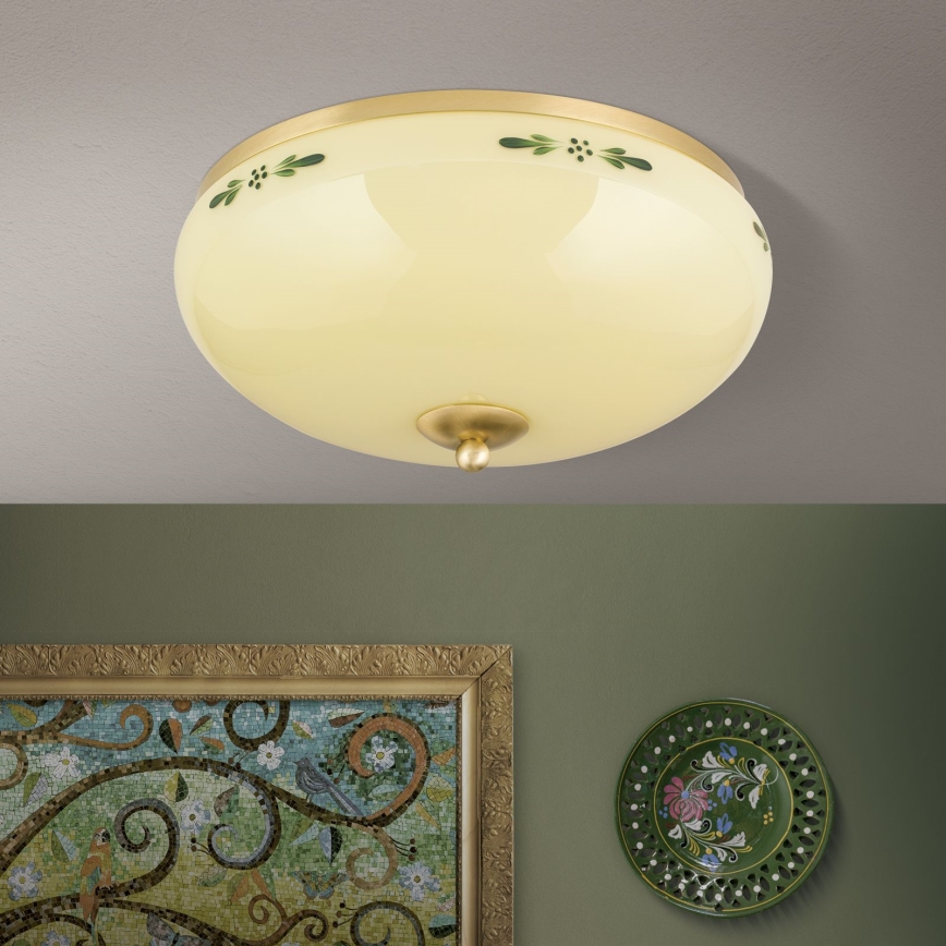 Plafonieră LANDHAUS 3xE27/60W/230V d. 35 cm alamă/bej