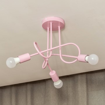 Plafonieră OXFORD 3xE27/15W/230V roz