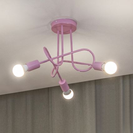 Plafonieră OXFORD 3xE27/15W/230V roz