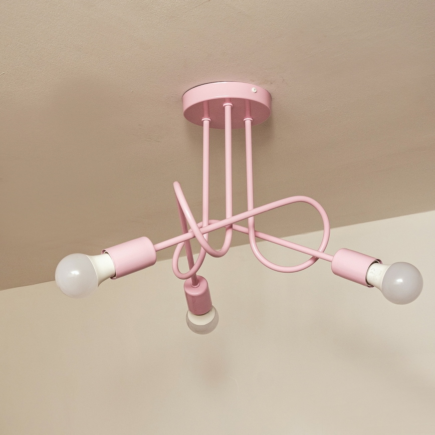 Plafonieră OXFORD 3xE27/15W/230V roz