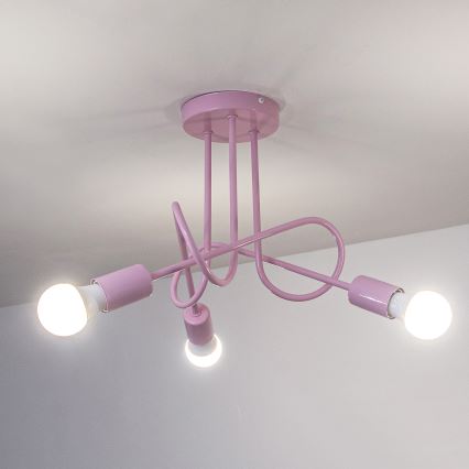 Plafonieră OXFORD 3xE27/15W/230V roz