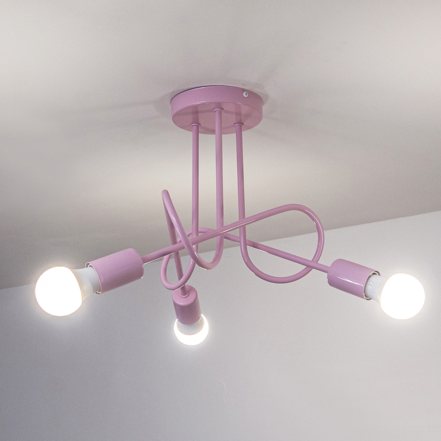 Plafonieră OXFORD 3xE27/15W/230V roz