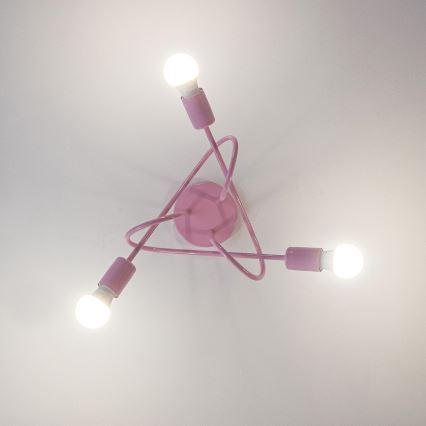 Plafonieră OXFORD 3xE27/15W/230V roz