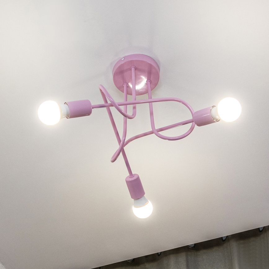 Plafonieră OXFORD 3xE27/15W/230V roz