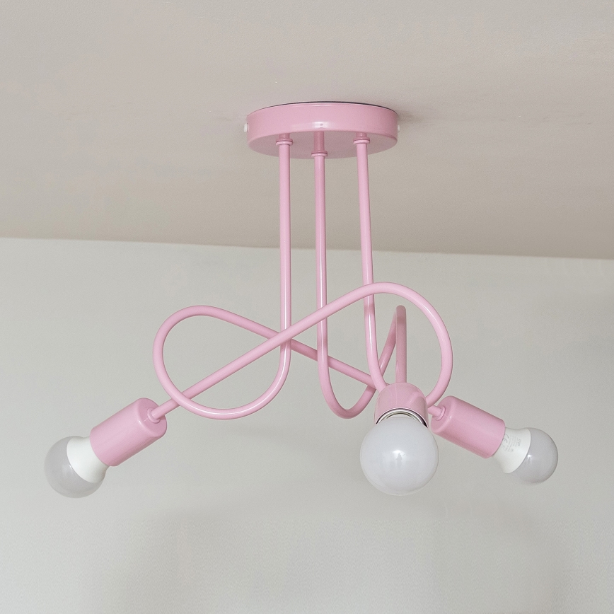 Plafonieră OXFORD 3xE27/15W/230V roz