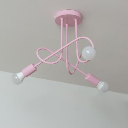 Plafonieră OXFORD 3xE27/15W/230V roz