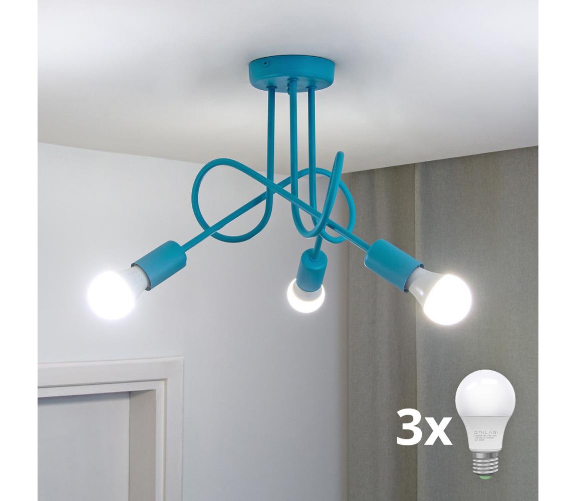 Plafoniera OXFORD 3xE27/60W/230V albastra