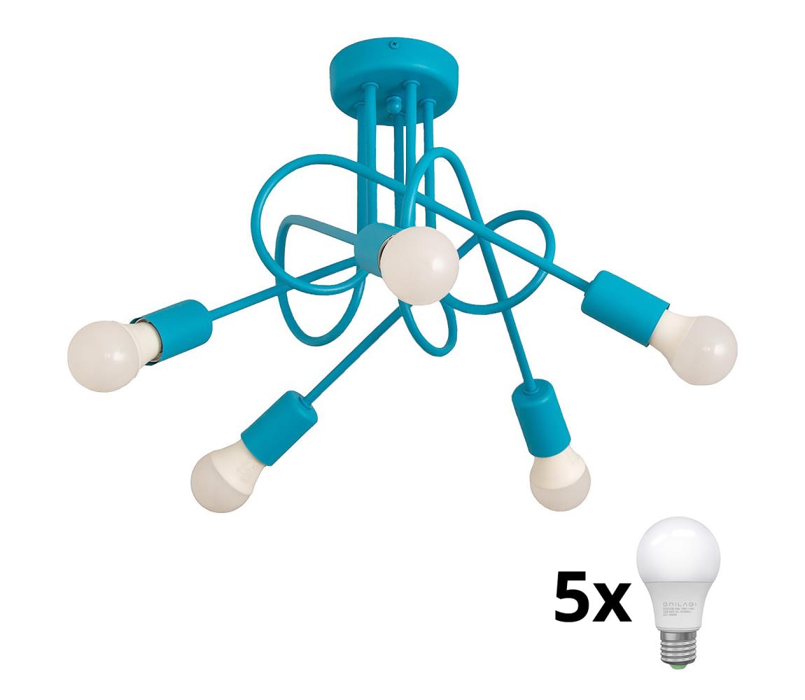 Plafoniera OXFORD 5xE27/60W/230V albastra