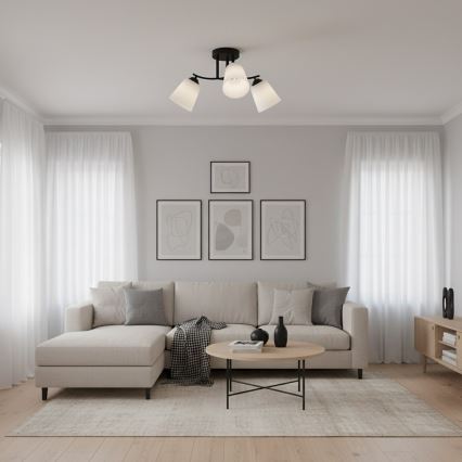 Plafonieră PAFOS, 3xE27, 15W, 230V, negru