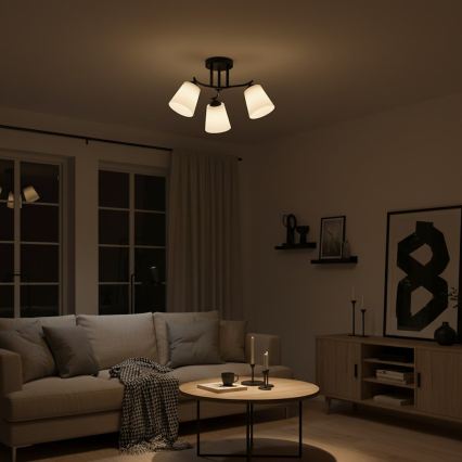 Plafonieră PAFOS, 3xE27, 15W, 230V, negru