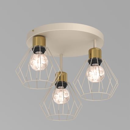 Plafonieră PARKLA, 3xE27/15W/230V, bej/auriu