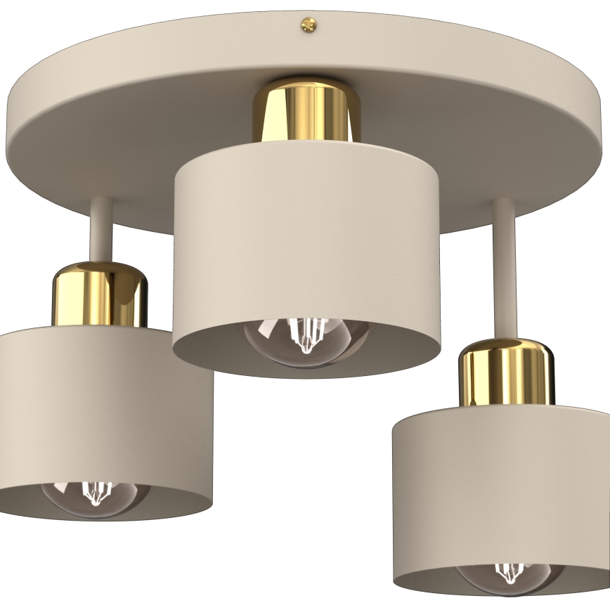 Plafonieră PARKLA, 3xE27/15W/230V, bej/auriu