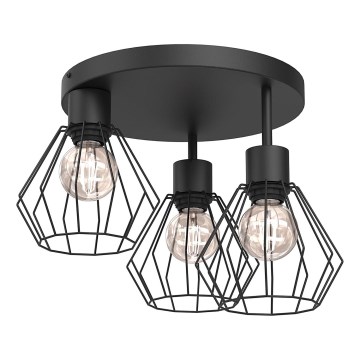 Plafonieră PARKLA 3xE27/15W/230V negru