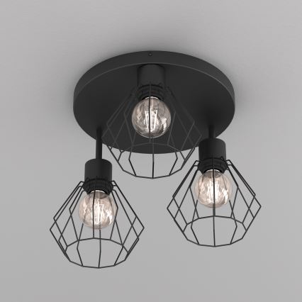 Plafonieră PARKLA 3xE27/15W/230V negru