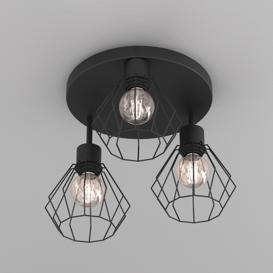 Plafonieră PARKLA 3xE27/15W/230V negru