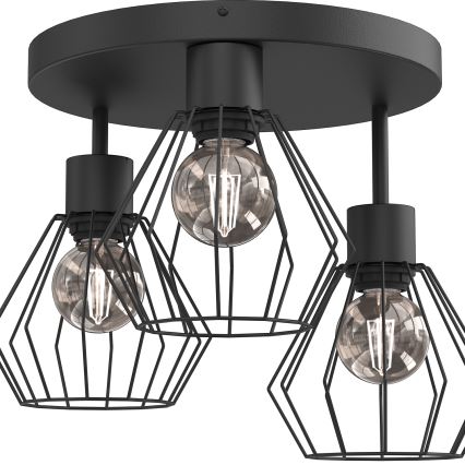 Plafonieră PARKLA 3xE27/15W/230V negru