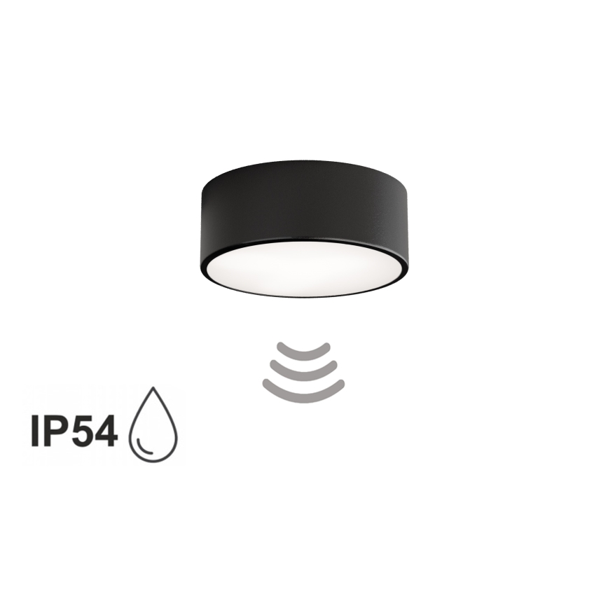 Plafonieră pentru baie CLEO cu senzor, 1xE27/24W/230V, diametru 20 cm, IP54, neagră