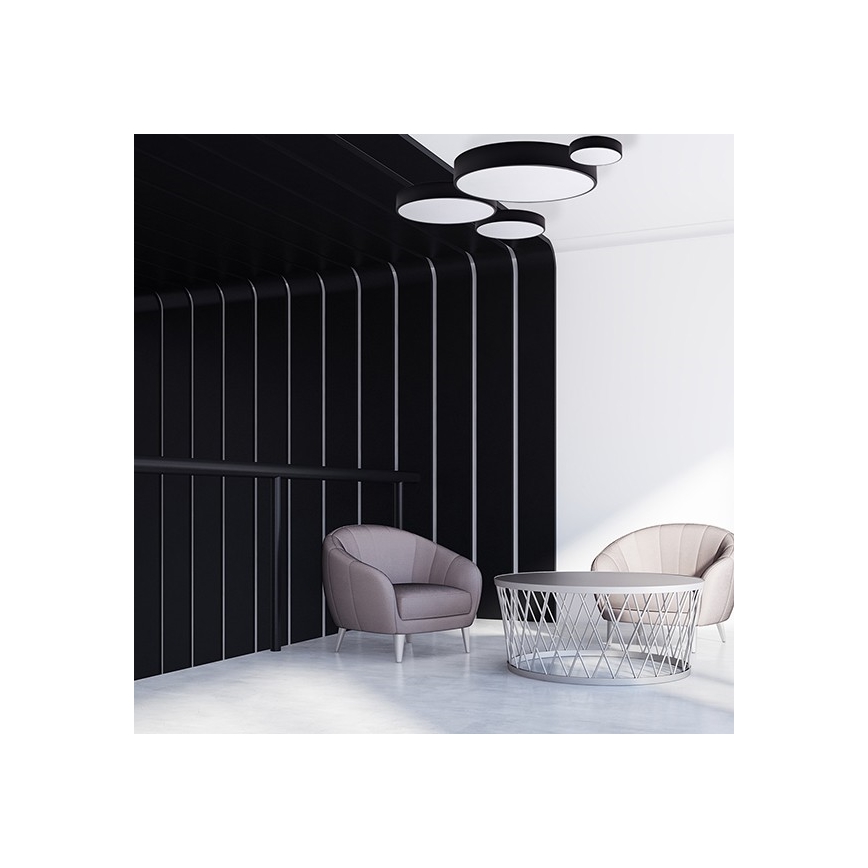 Plafonieră pentru baie CLEO cu senzor, 3xE27/24W/230V, Ø 40 cm, negru, IP54