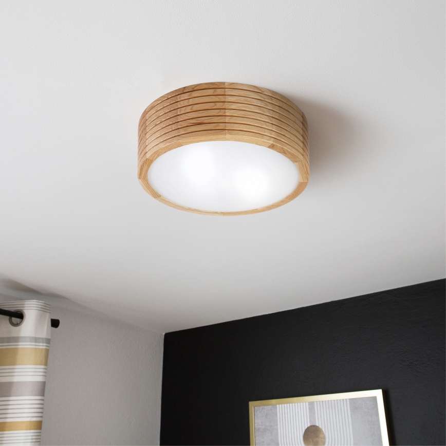 Plafonieră pentru baie LINARO, 2x E27/15W/230V, IP54, finisaj stejar, diametru 27 cm