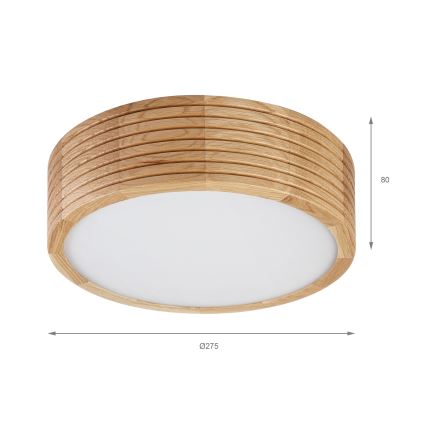 Plafonieră pentru baie LINARO, 2x E27/15W/230V, IP54, finisaj stejar, diametru 27 cm