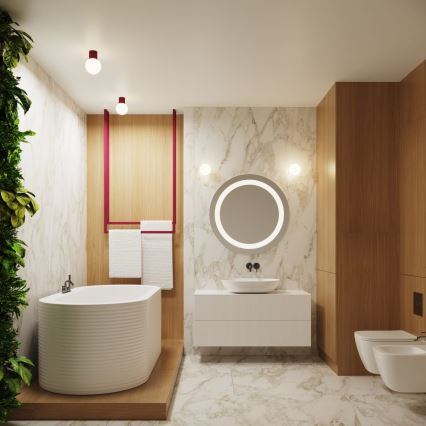 Plafonieră pentru baie HALO 1xG9/8W/230V d. 12 cm IP44 roșu