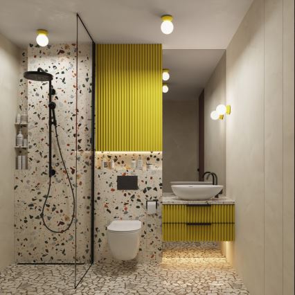 Plafonieră pentru baie ZORI 1xG9/8W/230V Ø 12 cm IP44 galbenă