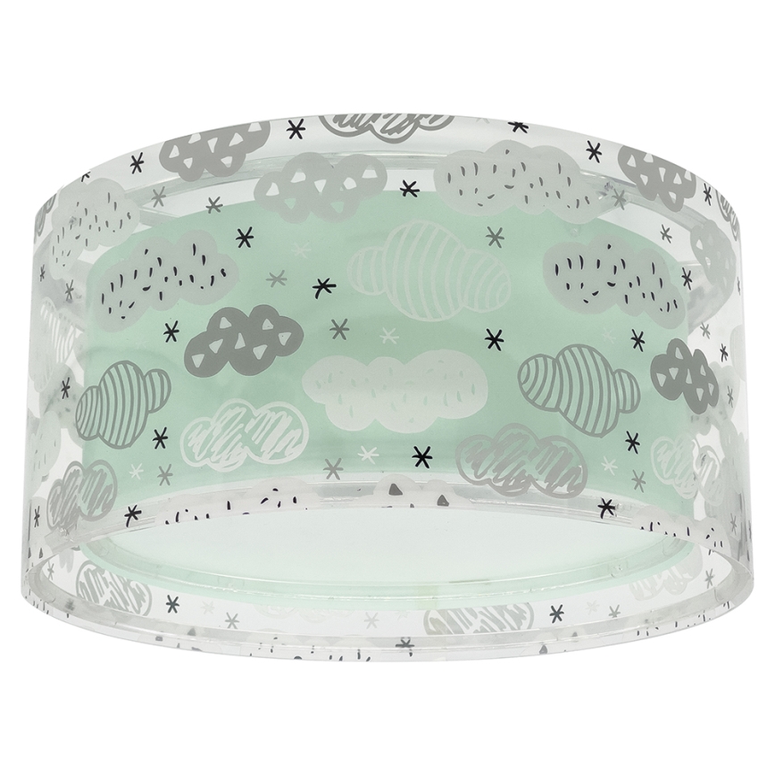 Plafonieră pentru copii CLOUDS 2xE27/60W/230V verde Dalber 41416H
