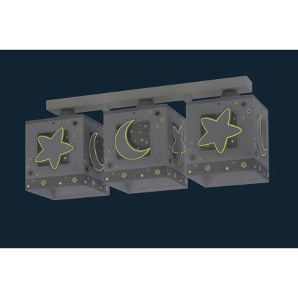 Dalber 63233NE - Plafonieră copii MOONLIGHT 3xE27/60W/230V
